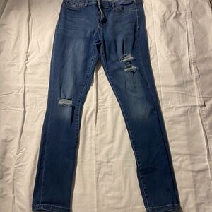 Stylish Blue Distressed Skinny Jeans